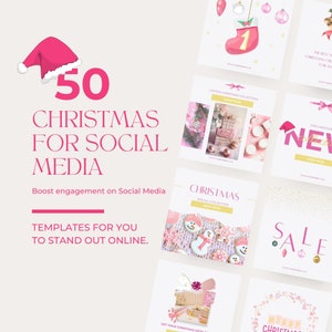 Christmas Instagram Post Templates, Advent Calendar Instagram Feed, Holiday Instagram Canva Template, Xmas Advent Calendar Pink Template