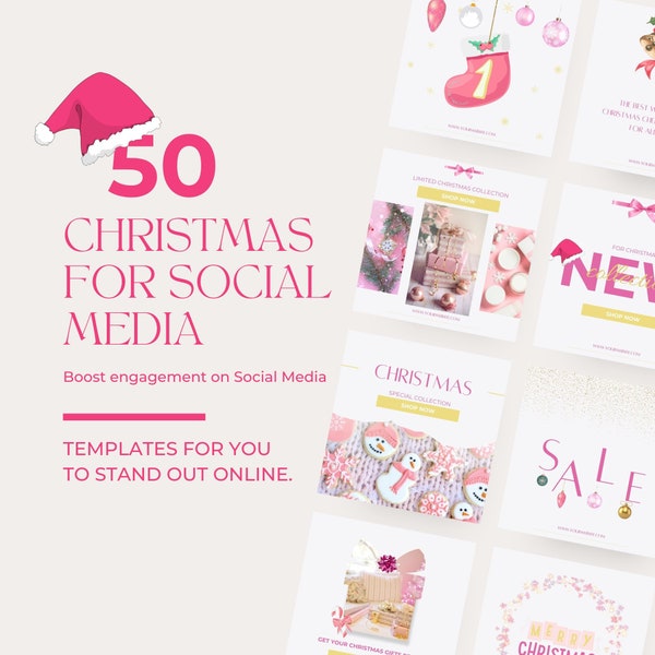Pink Christmas Instagram Post, Christmas Quote, Christmas Story, Ready Christmas Instagram Content, Christmas Social Media Business Post