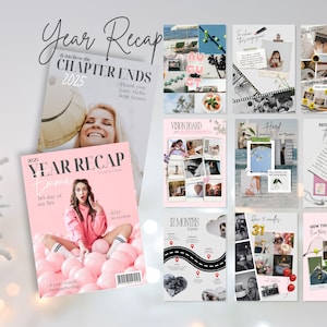 Yearly Recap Magazine Template, Year In Review Magazine Reflection Journal, Vision Board Collage