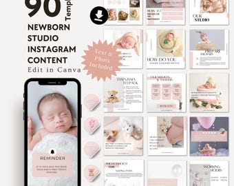 Newborn Photographer Instagram Post Template, Maternity Baby Photograph Studio Social Media Marketing Content