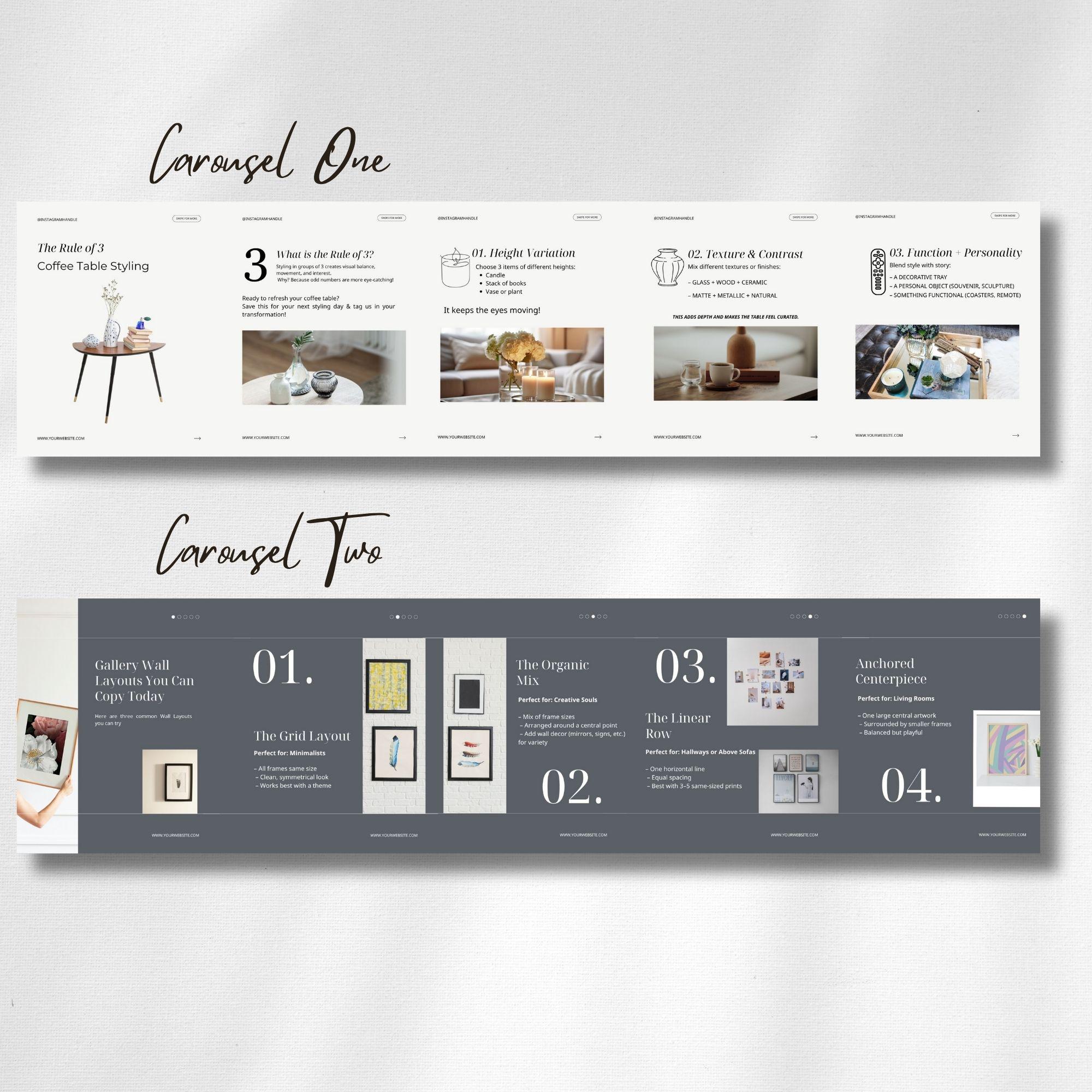 Interior Design Instagram Carousel Template, Home Decorator Social ...
