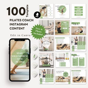 Pilates Instagram Post Templates for Coaches, Pilates Studio Marketing Content