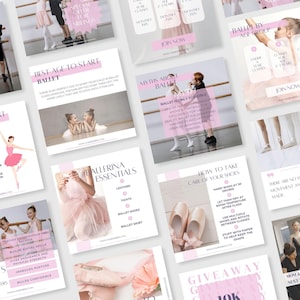 Ballet Studio Instagram Post Templates, Ballet School Social Media Content