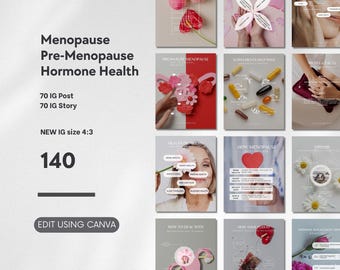 Plantilla de Instagram para la menopausia y la perimenopausia, contenido para publicaciones en redes sociales de coaches de salud hormonal femenina.