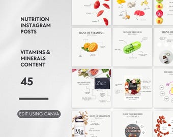 Vitamins and Supplements Instagram Templates, Health & Wellness IG Post