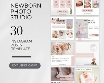 Newborn Photographer Instagram Post Templates,  Maternity Photography Studio Marketing IG Posts