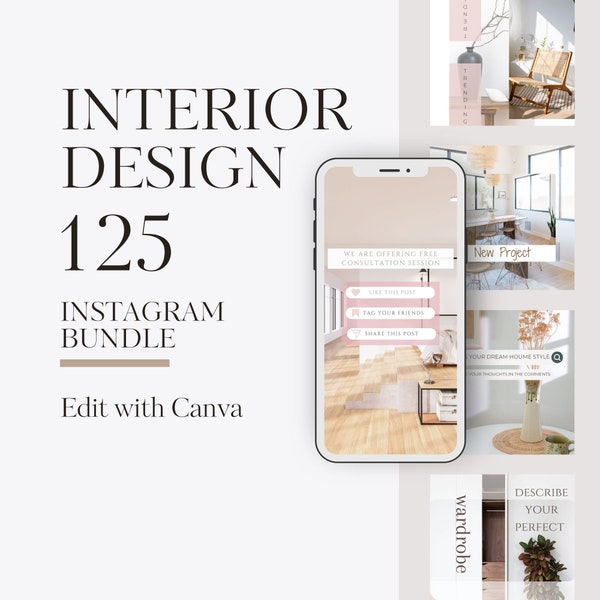 Interior Design Instagram Template, Premium Home Decor Social Media Marketing Content, Aesthetic Interior Decorator Posts Canva Template