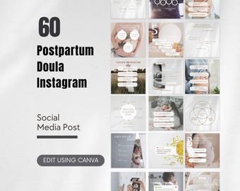 Postpartum Doula Instagram Template, Birth Worker Business Marketing IG Posts