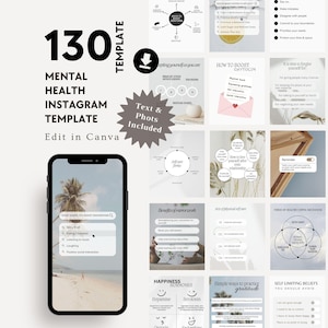 Mental Health Instagram Template, Therapist & Physiologist Coaches IG Post Content