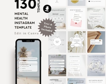 Mental Health Instagram Template, Therapist & Physiologist Coaches IG Post Content