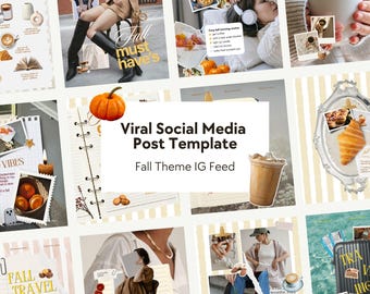 Neutral Beige Fall Instagram Post Template For UGC Content Creators SMM Small Business Personal Branding Viral Influencer Trendy Feed