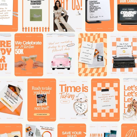 Social Media Manager Instagram Template, Bold Instagram Template, Marketing Content IG Post, Modern Aesthetic Storytelling Orange Template