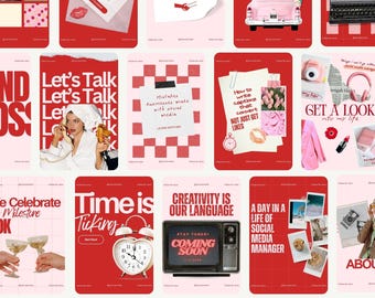 Bold Instagram Template, Social Media Marketing Manager Content, Faceless Content Creators Instagram Post, Storytelling Pink & Red Template