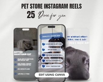 Pet Instagram Reels Template, Dog & Cat Short Videos Pet Shop Social Media Digital Marketing Content