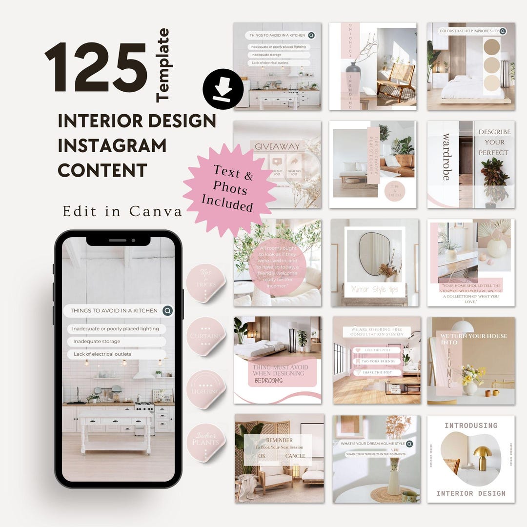 Interior Design Instagram Post Templates, Home Decor Social Media ...