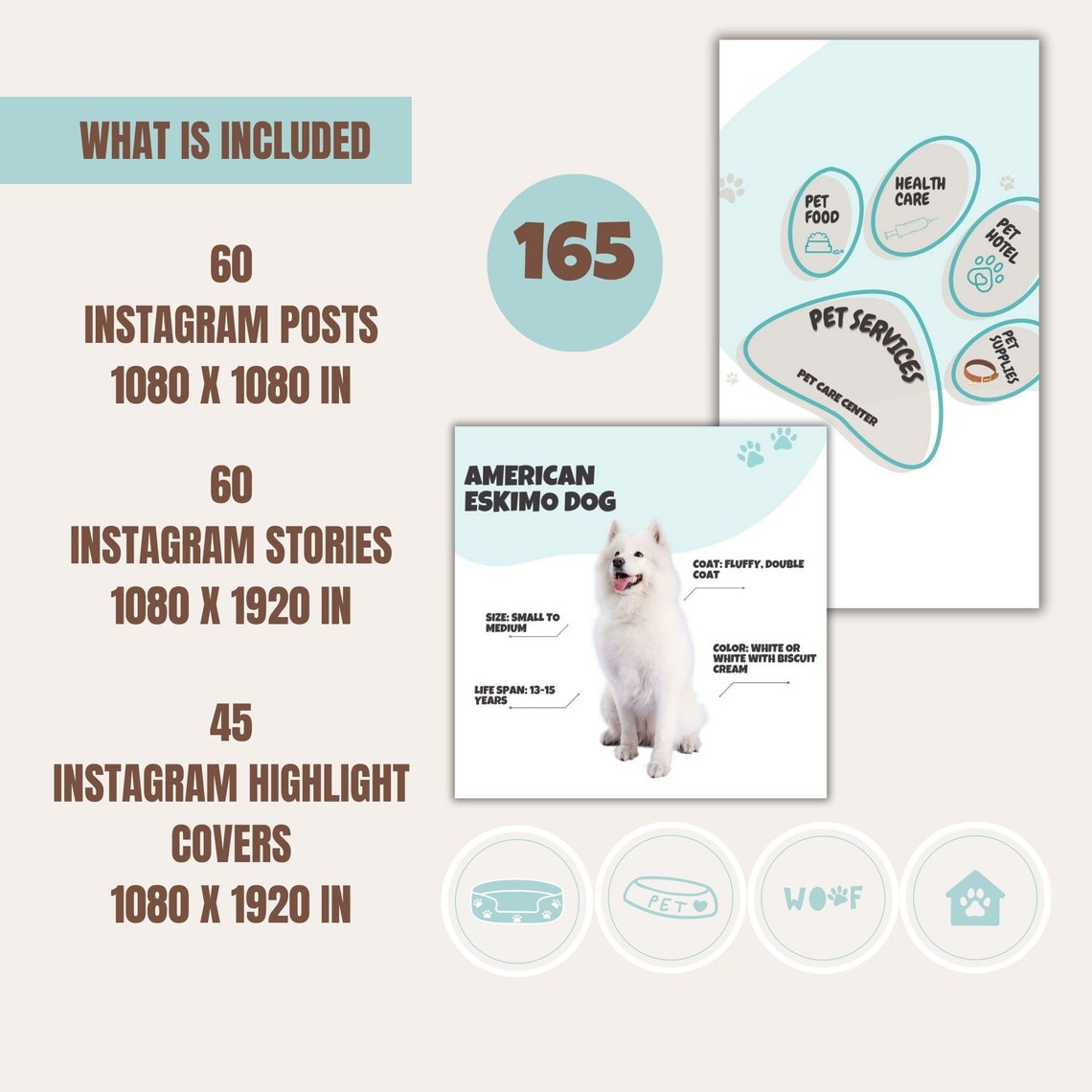 Pet Instagram Post Template Social Media Bundle for Pet Shop Etsy
