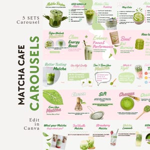 May include: A vibrant infographic from Matcha Cafe, detailing matcha recipes and preparation methods. The image presents text and illustrations for diverse matcha beverages, such as lattes, puddings, and lemonades, with instructions and ingredient lists.