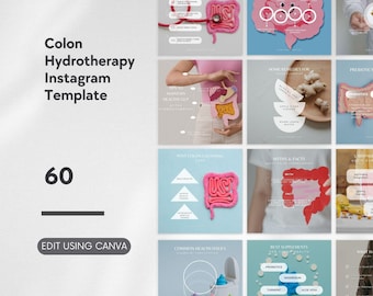 Colon Cleanse Instagram Template, Gut Holistic Health Coach Social Media Marketing Wellness Content IG Post