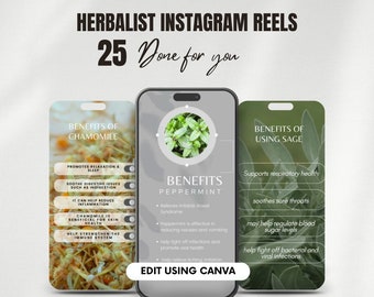 Herbal Medicine Instagram Reels Template, Herbalist Coach Social Media Content, Holistic Treatment IG Story, Health & Wellness IG Marketing