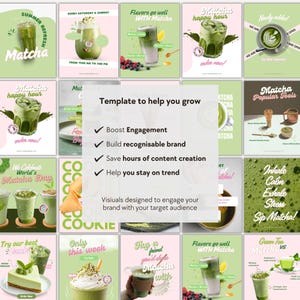 Matcha Instagram Template, Coffee Shop Business Social Media Marketing IG Bundle image 2