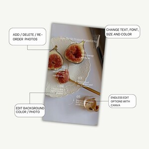 May include: An image showing two halved figs on a white decorative plate, with a golden spoon. Text highlights health benefits, including better energy and clearer skin. The image is set against a soft, neutral background, with text about editing options.