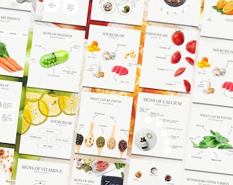 Vitamins and Supplements Instagram Templates, Health & Wellness Nutrition IG Posts