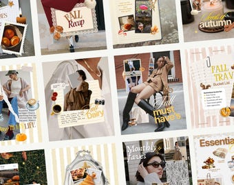 Autumn Instagram Post Template, Fall Viral Content Creator & Personal Branding UGC Influencer Social Media Marketing Pack