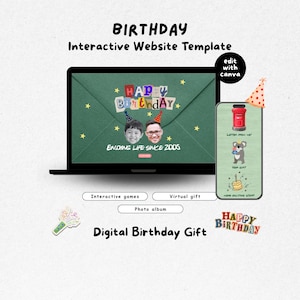 Interactive Birthday Website Template Personalized Digital Gift Bestie Virtual Surprise Memory Keepsake