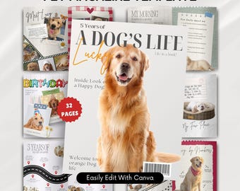 Custom Pet Gift Personalized Dog Magazine Template Unique Memorial Pet Keepsake Digital Gifts