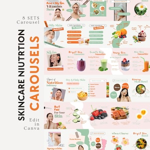 Skincare Coach Instagram Template, Skincare Nutrition Social Media Content, Esthetician Instagram Seamless Carousel Post, Wellness Coach Tip