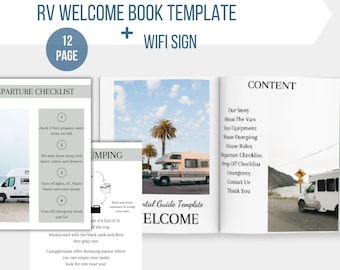 Editable RV Rental Welcome Book Template, Printable Van Camper Guide