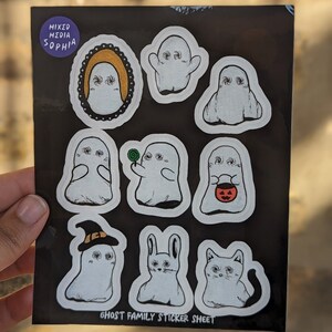 9 Sticker Ghost Family Sticker Sheet Transparent Original Art