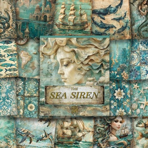 The Sea Sirene: Prints Pad Dekoratives Papier für Scrapbooking, Kartenherstellung, Kunst und Handwerk, hochwertige Druck Ephemera