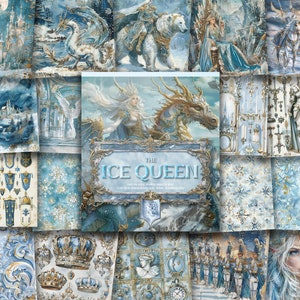 The Ice Queen : Fantasy Prints Pad, Icy Blue, White & Gold Dekoratives Papier für Scrapbooking, Junk Journaling, Kartengestaltung