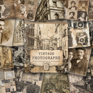 Vintage foto's: blok met vintage thema-afdrukken, decoratief papier voor scrapbooking, kaarten maken, knutselen