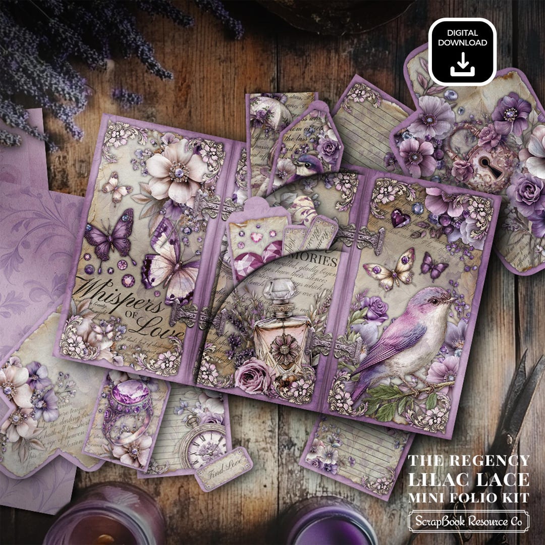 Regency Lilac Lace Junk Journal Folio Kit (digital Download, A4/US ...