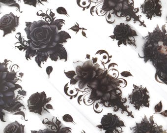Nightshade: Gothic Black Rose PET Tape, Junk Journal Stickers Stickers
