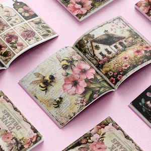 Pink Dreams: shabby chic themaprints, decoratief papier voor scrapbooking, kaarten maken, knutselen