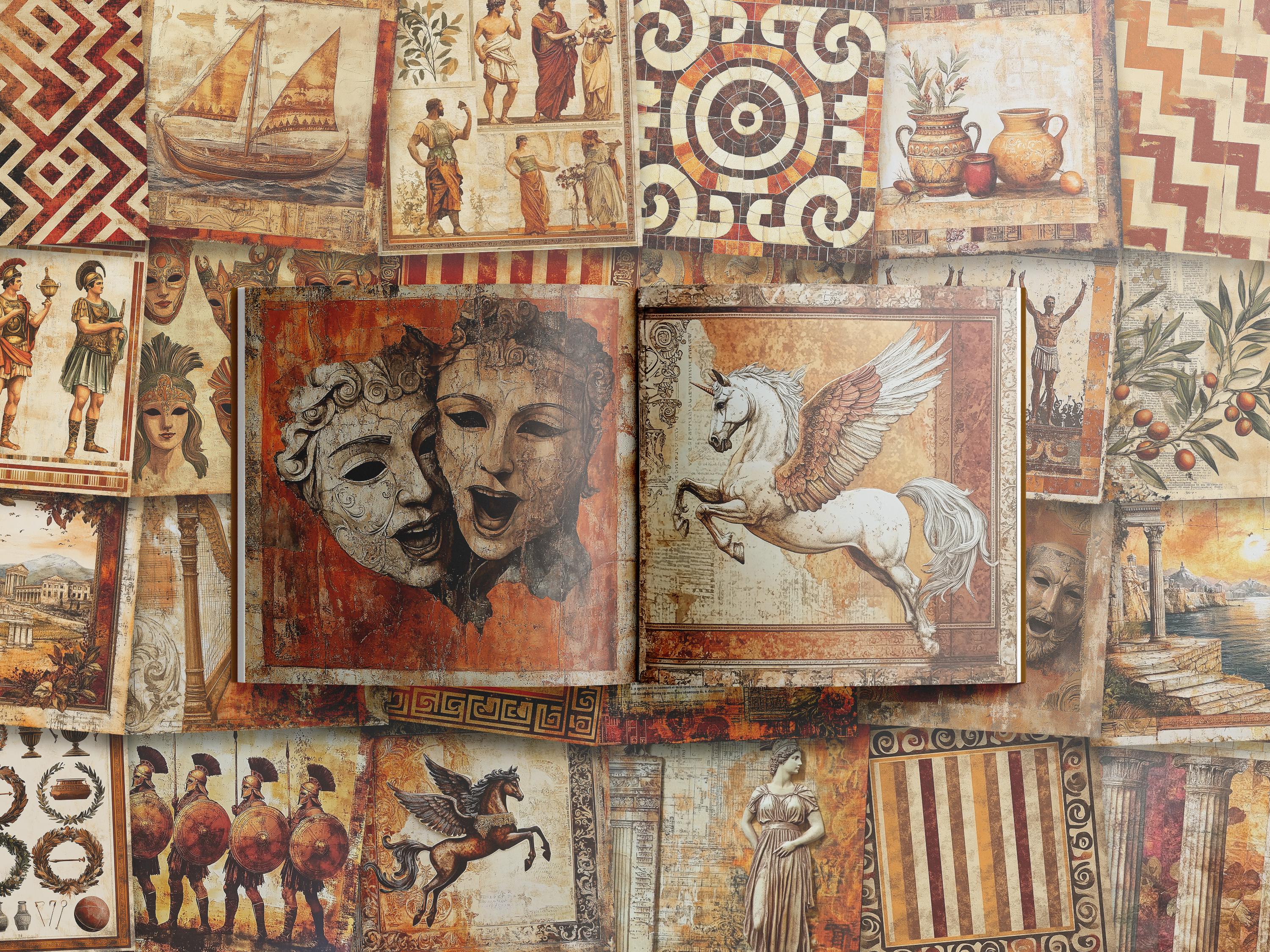 Myths and Marble: Ancient Greek Paper Pad, Scrapbooking & Junk Journals ...
