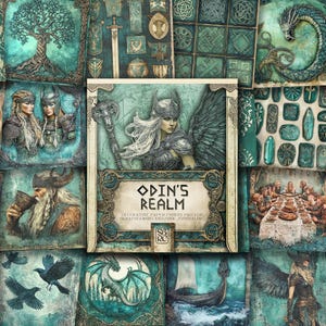 Le royaume d'Odin : bloc d'impression sur le thème des Vikings, papier décoratif fantaisie pour scrapbooking, fabrication de cartes, papier journal indésirable