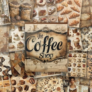 The Coffee Shop: blocco di carta decorativa con stampe rustiche per scrapbooking, creazione di cartoline, arti e mestieri, oggetti effimeri di stampa di alta qualità