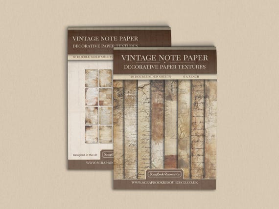 Vintage Note Paper - Decorative Paper Background Texture and Patterns Pad for Junk Journaling
