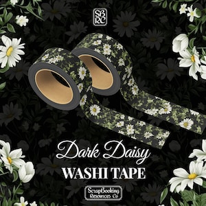 Dark Daisy, nastro washi floreale da 15 mm per scrapbooking, creazione di biglietti e artigianato - Scrapbooking Resource Co