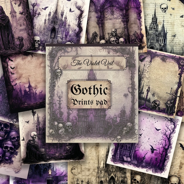 The Violet Veil: Gothic Prints Pad. Decorative Paper for scrapbooking, card making, arts and crafts