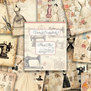 Vintage naaister: vintage kleermakerij themaprints, decoratief papier voor scrapbooking, kaarten maken, knutselen
