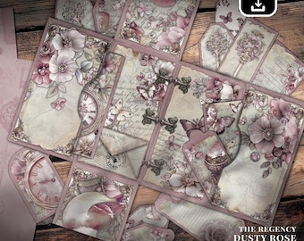 Regency Rose Junk Journal Kit: Printable Mini Folio (Digital Download, A4/US Letter Size)