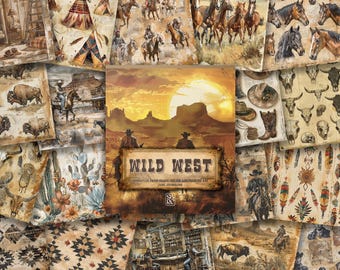 Wild West: Cowboy Paper Pad, Scrapbooking, Junk Journal & Card Making Paper
