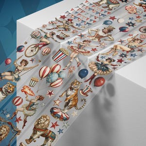 The Circus Matte PET-tape - vintage dagboekstickers