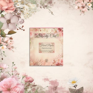 Shabby Chic bloemenpapier - roze. Decoratief papier voor scrapbooking, kaarten maken en knutselen