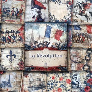 La Revolution : Französische Revolution Themendrucke Pad, Historisches Dekoratives Papier für Scrapbooking, Kartenherstellung, Geschichte Junk Journal Papier